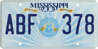 MS license plate ABF378