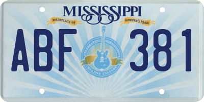 MS license plate ABF381
