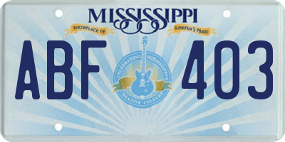 MS license plate ABF403