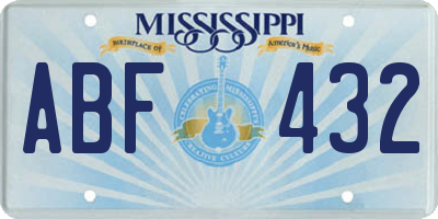 MS license plate ABF432