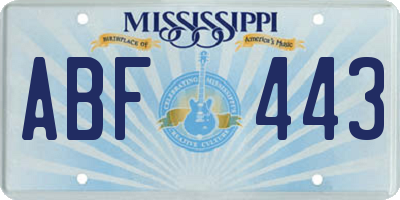MS license plate ABF443