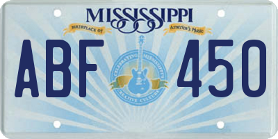 MS license plate ABF450