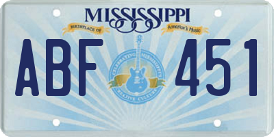 MS license plate ABF451