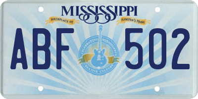 MS license plate ABF502