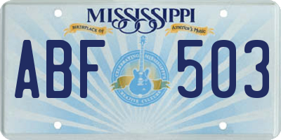 MS license plate ABF503