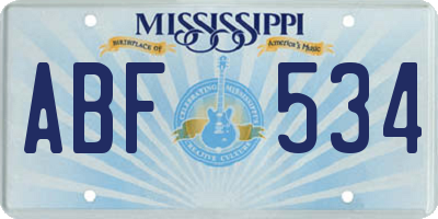 MS license plate ABF534