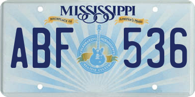 MS license plate ABF536