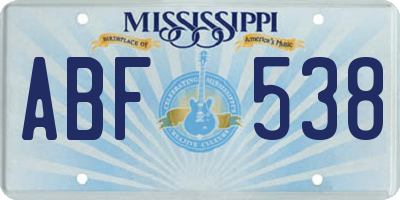 MS license plate ABF538