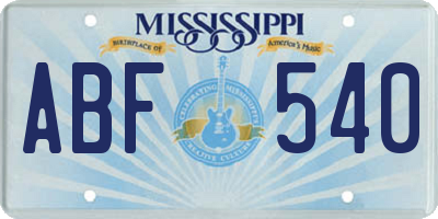 MS license plate ABF540