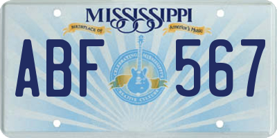 MS license plate ABF567