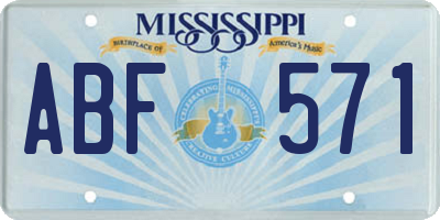 MS license plate ABF571
