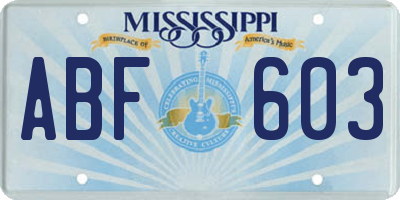 MS license plate ABF603