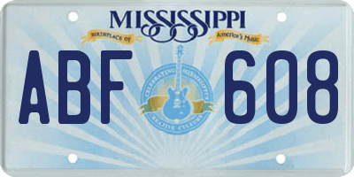 MS license plate ABF608