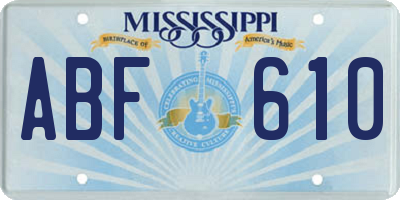 MS license plate ABF610