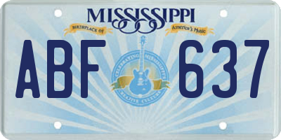 MS license plate ABF637