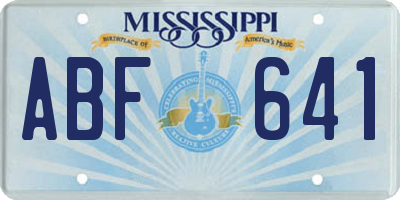 MS license plate ABF641