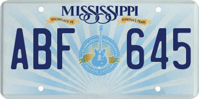 MS license plate ABF645