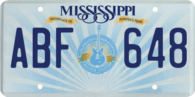 MS license plate ABF648