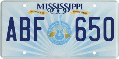 MS license plate ABF650