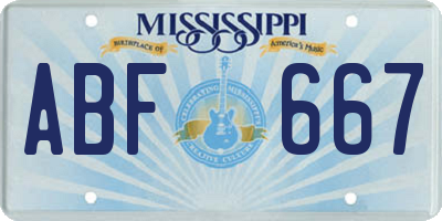 MS license plate ABF667