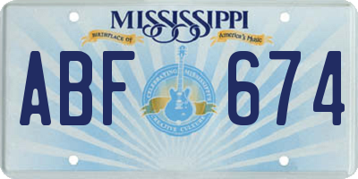 MS license plate ABF674
