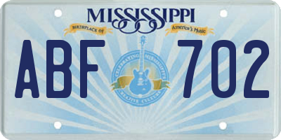 MS license plate ABF702