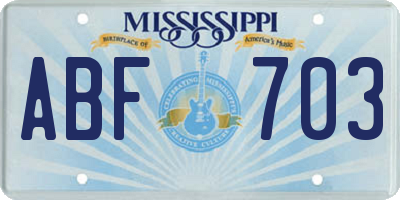 MS license plate ABF703