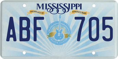 MS license plate ABF705