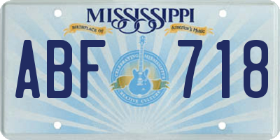 MS license plate ABF718