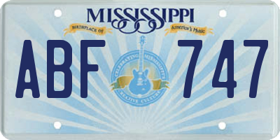 MS license plate ABF747