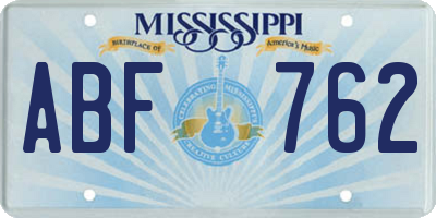 MS license plate ABF762