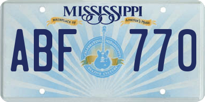 MS license plate ABF770