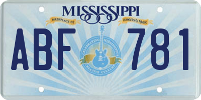 MS license plate ABF781