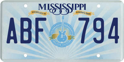 MS license plate ABF794