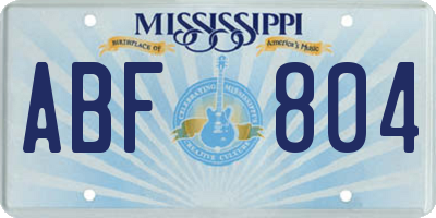 MS license plate ABF804