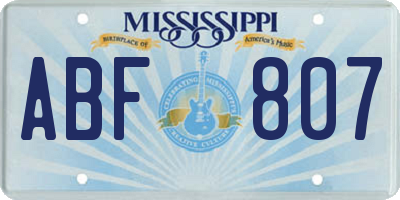 MS license plate ABF807