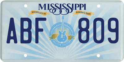 MS license plate ABF809