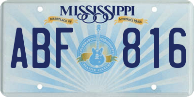 MS license plate ABF816