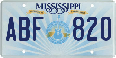 MS license plate ABF820