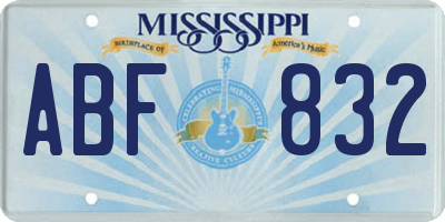 MS license plate ABF832