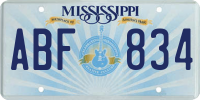 MS license plate ABF834
