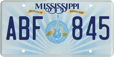 MS license plate ABF845