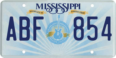 MS license plate ABF854