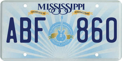 MS license plate ABF860