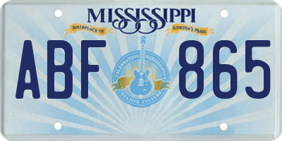 MS license plate ABF865
