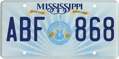 MS license plate ABF868