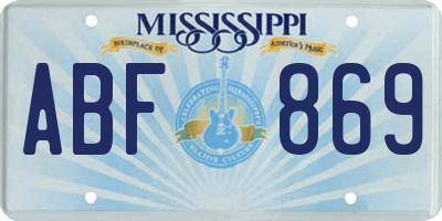 MS license plate ABF869