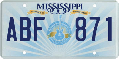 MS license plate ABF871