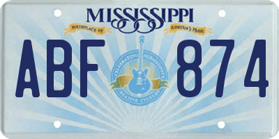 MS license plate ABF874