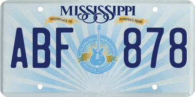 MS license plate ABF878